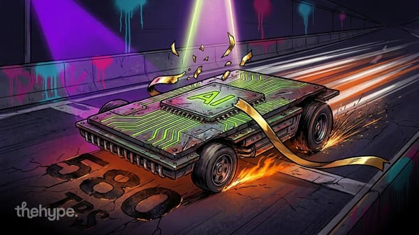 Illustrated AI chip on wheels racing with flames and 580 tps text, representing Tokenspeed's inference speed breakthrough