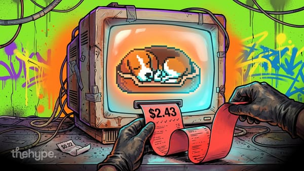 Illustrated old CRT monitor showing a pixel beagle asleep in its bed, printing a long $2.43 receipt next to a small $0.22 one